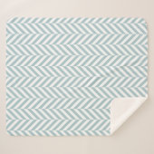 Pastelblauw geometrisch visgraatpatroon sherpa deken (Voorkant (horizontaal))