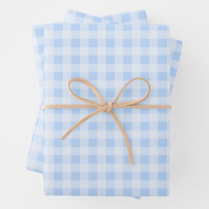 Pastelblauw geruit inpakpapier vel