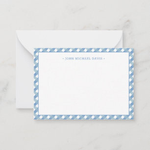 Pastelblauw Gingham Kinderen Notitiekaartje