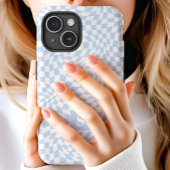 Pastelblauw golvend geruit monogram Case-Mate iPhone case
