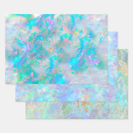 pastelblauw opal textuurontwerp inpakpapier vel (Set)