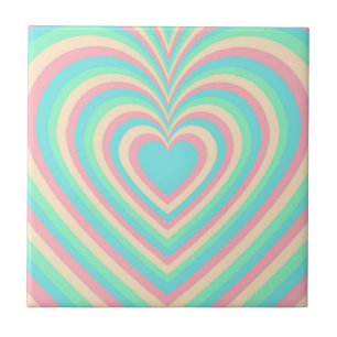 Pastelblauw Regenboog Hypnotisch Hart Liefdespatro Tegeltje