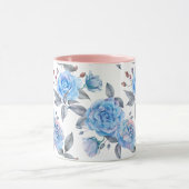 Pastelblauw roos mok (Midden)
