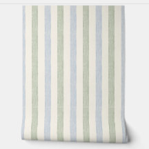 Pastelblauw Saliegroen Streep Boho Boerderijstijl