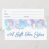 pastelblauw waterverf glitter gift (Voorkant / Achterkant)