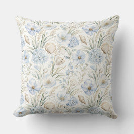 PASTELBLAUWE & BEIGE SCHELPEN EN BLOEMEN KUSSEN