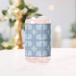 Pastelblauwe bloem abstract herhaling blikvorm glas