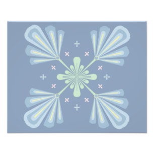 Pastelblauwe bloem abstract herhaling foto afdruk