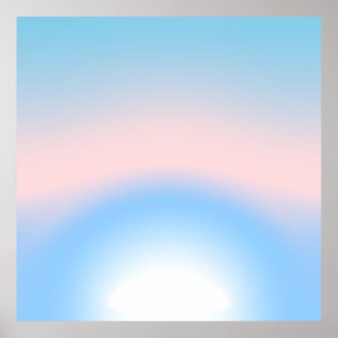 Pastelblauwe en roze radiale verloopkleuren poster