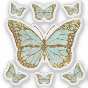 pastelblauwe faux glitter vlinders sticker