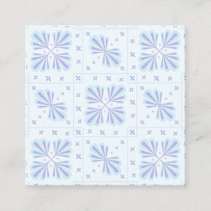 Pastelblauwe geometrische bloem herhaalpatroon kortingskaartje
