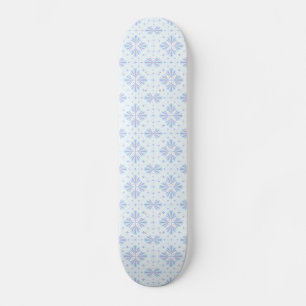 Pastelblauwe geometrische bloem herhaalpatroon skateboard