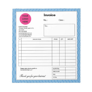 Pastelblauwe Golfbedrijf Factuur Notitie Notitieblok