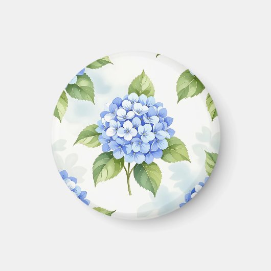Pastelblauwe Hortensia Boeket Patroon Magneet (Voorkant)