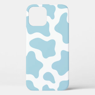 pastelblauwe koe print kawaii iPhone 12 hoesje