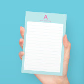 Pastelblauwe Monogram Gelinieerd Post-it® Notes