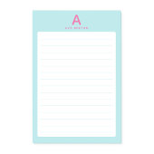 Pastelblauwe Monogram Gelinieerd Post-it® Notes
