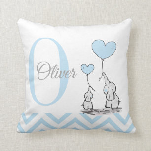 Pastelblauwe Olifant Persoonlijke Baby Jongen Kuss Kussen
