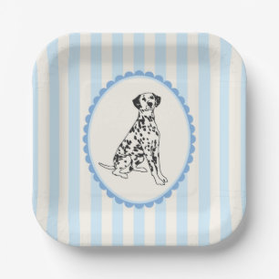 Pastelblauwe Strepen en Dalmatiër Hond Papieren Bordje