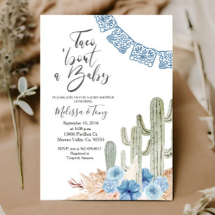 Pastelblauwe Taco 'bout Love BABY Shower Uitnodigi Kaart