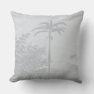 Pastelblauwe vintage palmbomen bohemien kussen