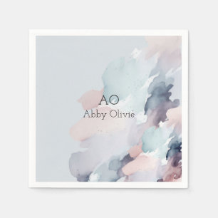 Pastelblauwe waterverf servet