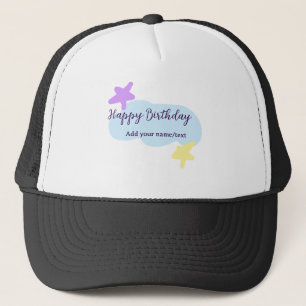 Pastelblauwe wolken sterren paarse gelukkige verja trucker pet