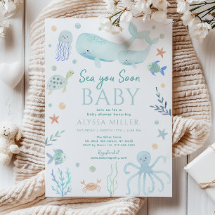 Pastelblauwe Zee Zie Je Straks Onder de Zee Baby S Kaart