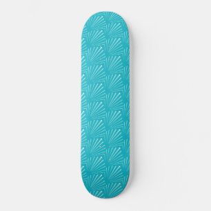 Pastelblauwe Zeeschelp Silhouet Diagonale Lijnen K Skateboard