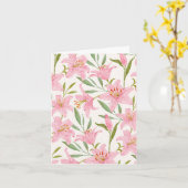 Pastelbloem bloei lelie roze groen kaart (Gele Bloem)