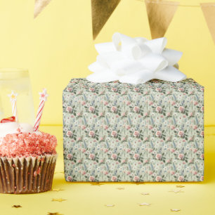 pastelbloem botanisch patroon cadeaupapier
