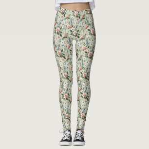 pastelbloem botanisch patroon leggings
