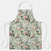  pastelbloem botanisch patroon schort (Voorkant)