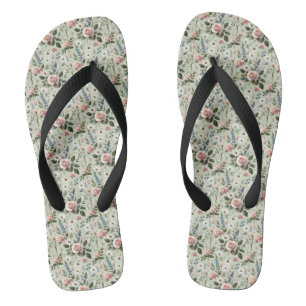 pastelbloem botanisch patroon teenslippers
