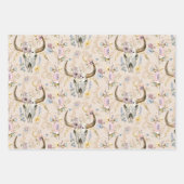 Pastelbloem Westerne Koe schedel Inpakpapier Vel (Voorkant 3)