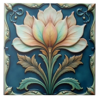 Pastelbloemblaadjes op Teal Tegeltje
