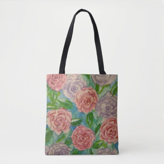 Pastelbloemen canvas tas (Voorkant)