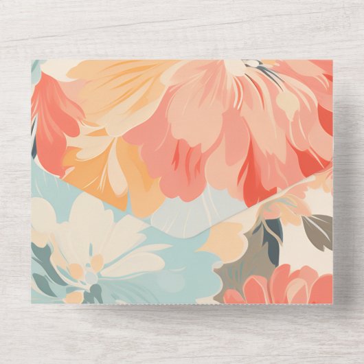  pastelbloemen trouwuitnodiging en RSVP All In One Uitnodiging (Achterkant)