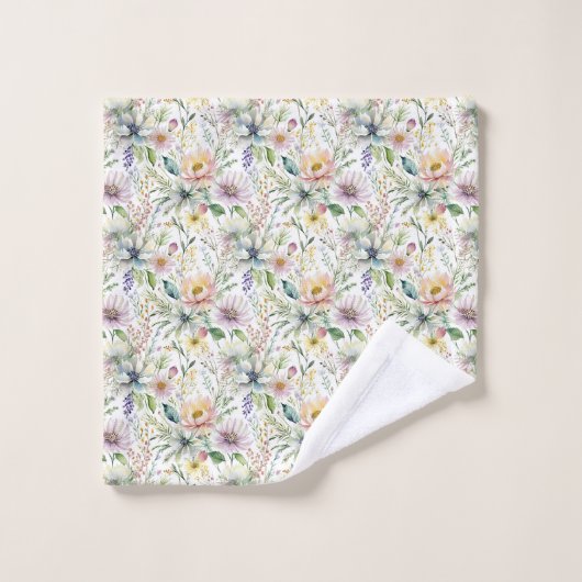 pastelbloemmotief bad handdoek (Wasdoekje)
