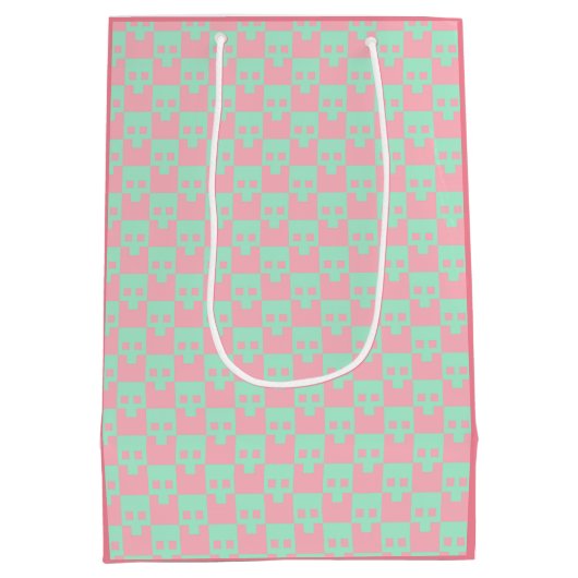 Pastelblok schedels in roze en munt medium cadeauzakje (Achterkant)