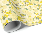  pastelcitroengeel bloemontwerp cadeaupapier (Rol Hoek)