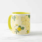 pastelcitroengeel bloemontwerp mok (Voorkant links)