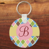 Pasteldiamanten aangepaste monogram sleutelhanger (Voorkant)