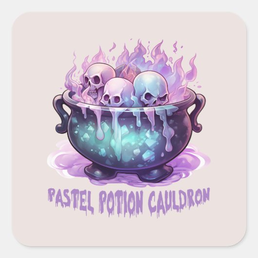 pasteldrankketel vierkante sticker (Voorkant)
