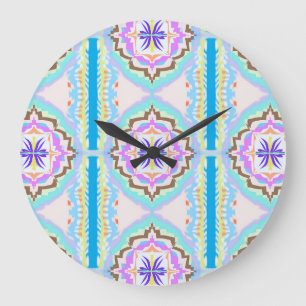 Pasteldroom Boho Geometrische Kaleidoscoop Grote Klok