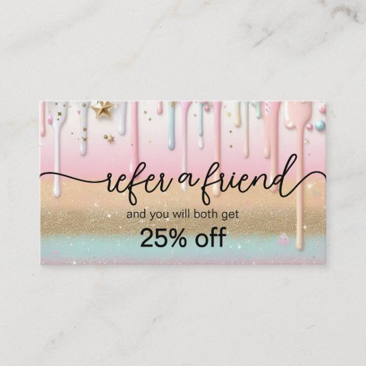 Pasteldruppel nagelsalon Referral Kaart (Voorkant)