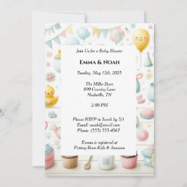 Pastelelementen van Schattige Baby shower Kaart