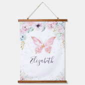 Pastelflorale en vlinderbloemige baby hangend wandkleed (Voorkant)