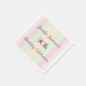 Pastelgestreepte papieren servetten, 90e verjaarda servetten (Hoek)