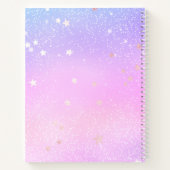 Pastelgradiënt Glitter Stars Iridescent Galaxy Notitieboek (Achterkant)